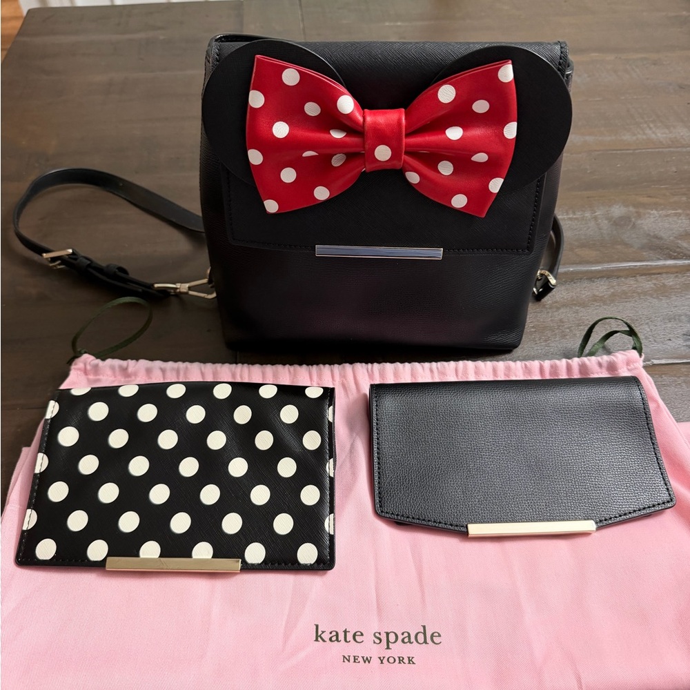 Kate Spade Backpack Shoulder Bag in Black with 3 changing flab’s